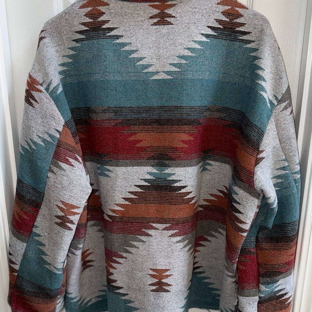 Southwestern Aztec Native Shacket Women’s 1X Western Raw Hem Long Sleeve Comfy - Picture 2 of 8